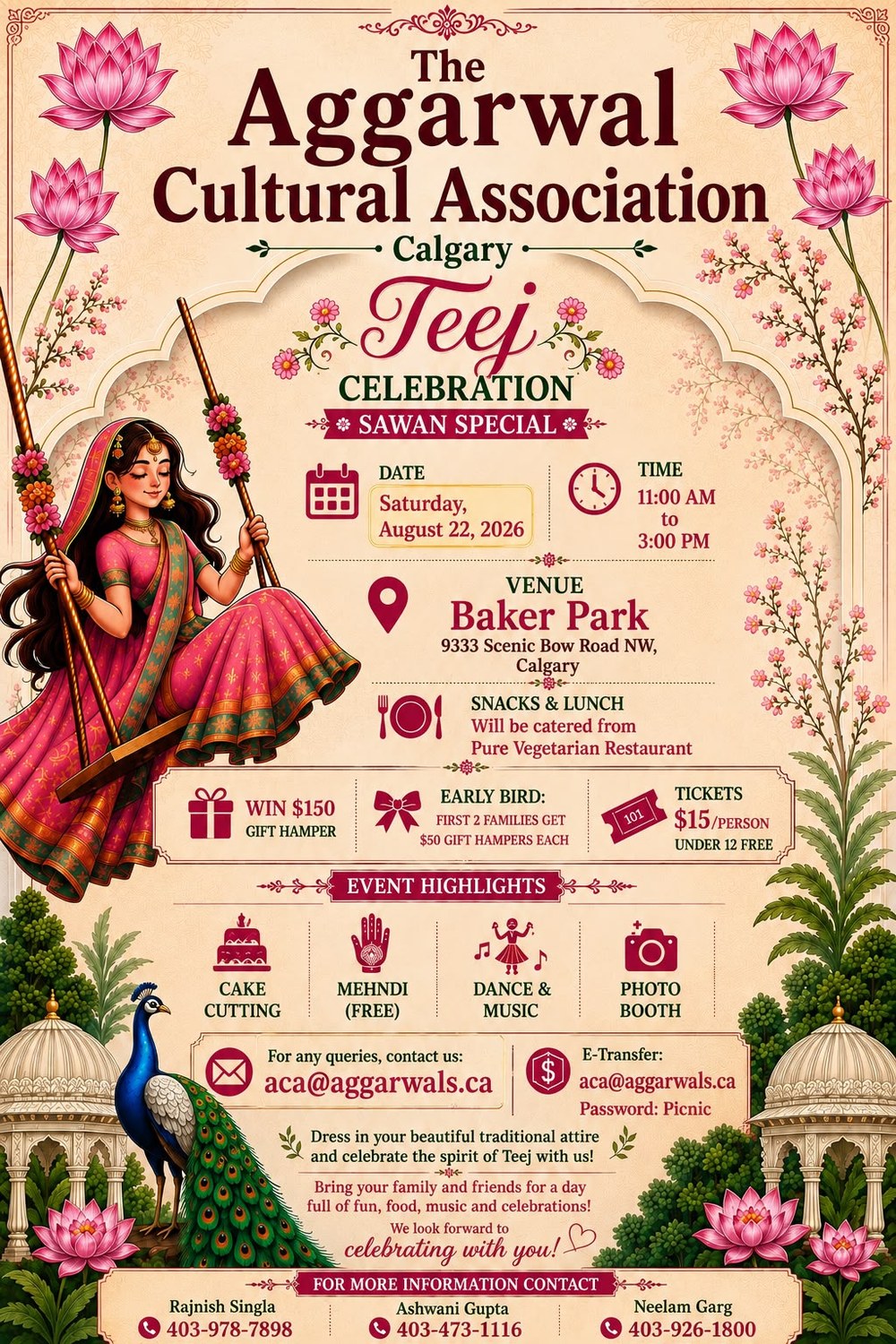 Official Aggarwal Cultural Association Teej Celebration poster